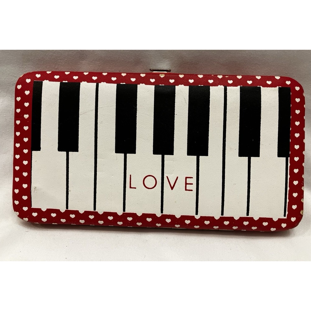 Piano Keys Love Red White Black Music Notes Snap Slim Wallet Unique Gift Idea